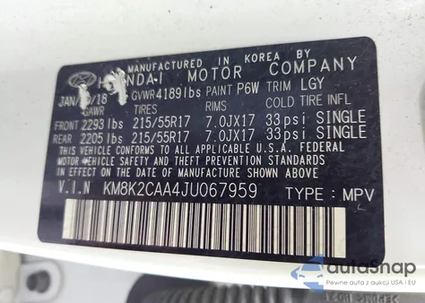 2018 Hyundai Kona Sel из США, поврежденный, VIN KM8K2CAA4JU067959